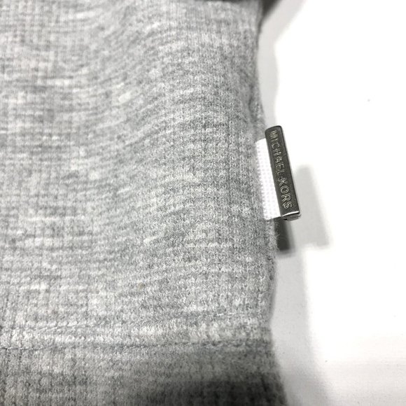 Michael Kors Heather Gray Waffle Knit 1/4 Snap Button Mock Neck - Picture 2 of 5